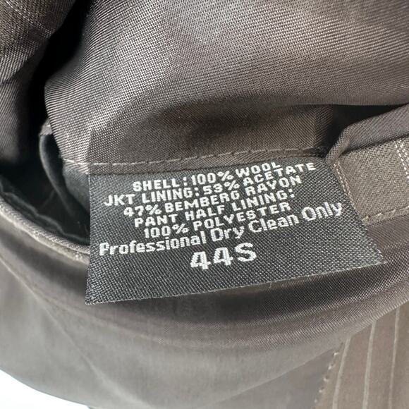 Pronto Uomo Wool Suit Blazer Mens 44S Brown Pinstriped Vented Back Shoulder Pads - Picture 11 of 11